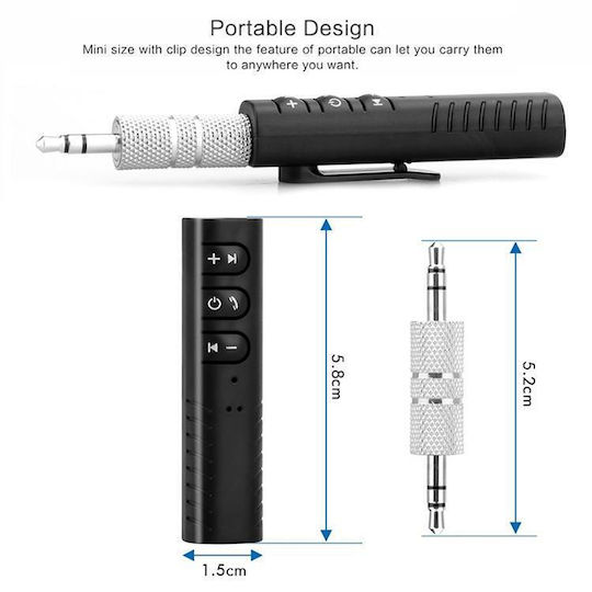 Bluetooth Audio Receiver Lavalier 3.5mm H-139 Metal Adapter Black