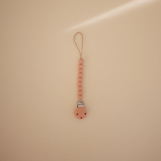 Mushie Κλιπ Πιπίλας με Χάντρες από Σιλικόνη Ροζ