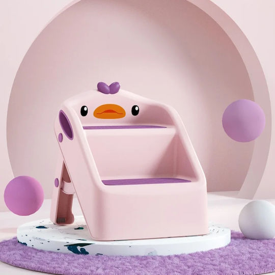 Giggles & Co Duckiestep Kids Foldable Step Stool Duck 2 Levels Bath & Sink Rosy Duck