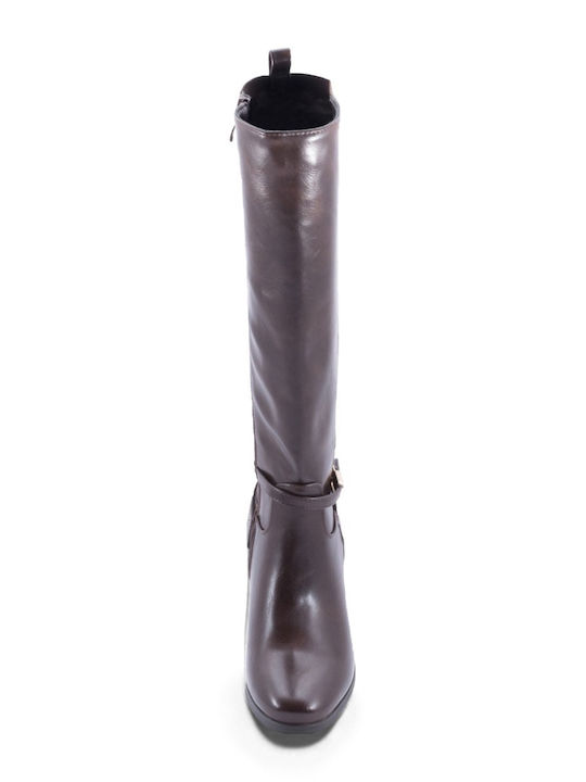 Damenstiefel mit mittlerem Absatz Braun
