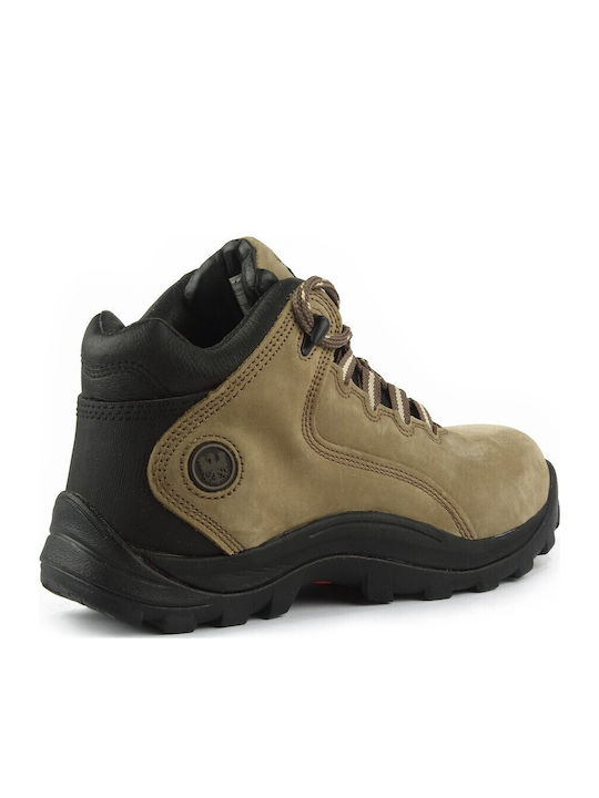 Fshoes Leather Women's Ankle Boots Beige