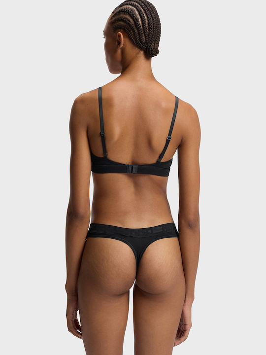 Hugo Stretch-cotton Triangle Bra Logo Trims Mesh Logo Triangle P Black Εσώρουχα Female Black 50557122-001