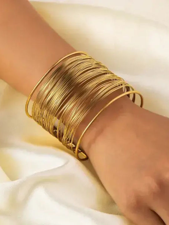 Damen Armband Handschellen mit Design Mutti aus Stahl Vergoldet