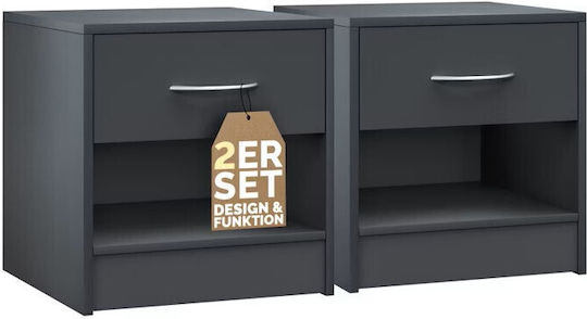 Noptiere Lemnoase Gri 2buc 41x39x28cm
