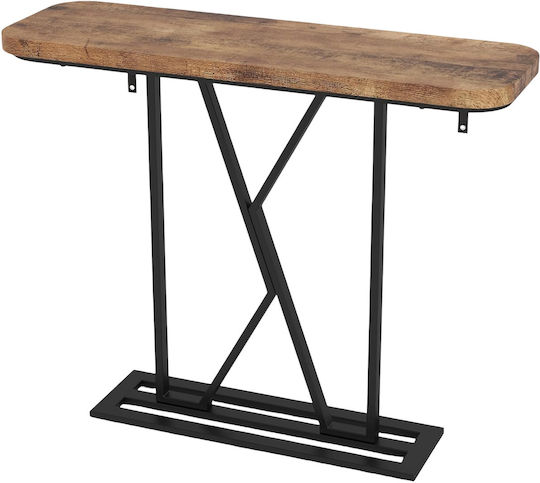 Narrow Console Table of Solid Wood & Metal Black L100xW29.5xH81.5cm