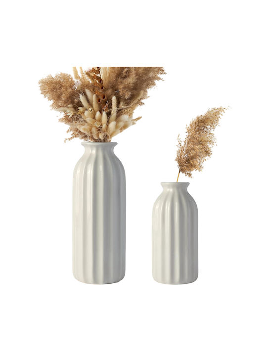 Vază Decorativă Ceramică Alb 2buc