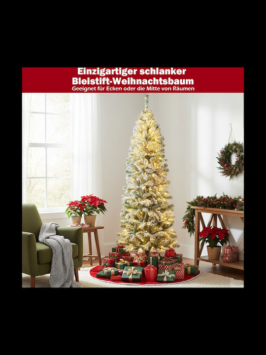 Weihnachtsbaum Schlank Beschneit 180cm mit LED-Beleuchtung Weiß