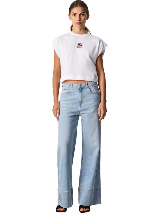 Charlotte Women's Summer Crop Top Cotton Short Sleeve White