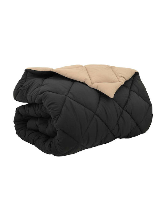 vidaXL Duvet Cover Queen 220x240 Μαύρο Και Ταμπά