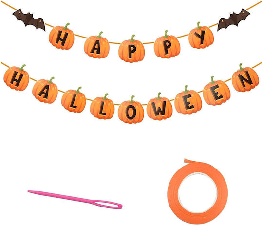 Banner Girlande Happy Halloween Text Kürbisse Fledermäuse