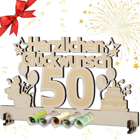 Wooden 50th Birthday Gift Space Banknotes 30x16.5cm
