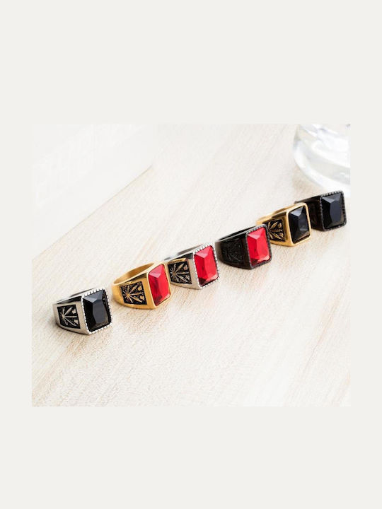 Herren Ring mit Steinen aus Stahl
