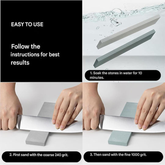 Set Piatră de Ascuțire pentru Cuțite Hawerk Granulație 240/1000 Piatră de Ascuțire Netezire Durabil Eficient 20x5x1 Cm Gri