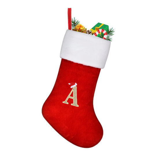 Christmas Decorative Fabric Red Socks with Tree L45xW18xH3cm