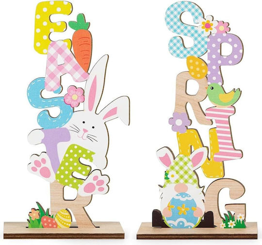 Decorative Wooden Easter Table Signs 18 Cm Colorful 2 Pieces