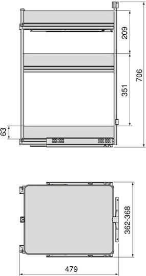 Three-Tier Wagon with Wooden Bottom Emuca Harmony 8382635 Wardrobe Brake 400mm