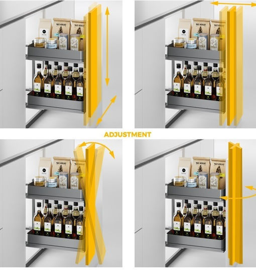 Vagonet Cu Două Nivele Cu Fund Din Lemn Emuca Harmony 8382535 Frână Dulap 400mm
