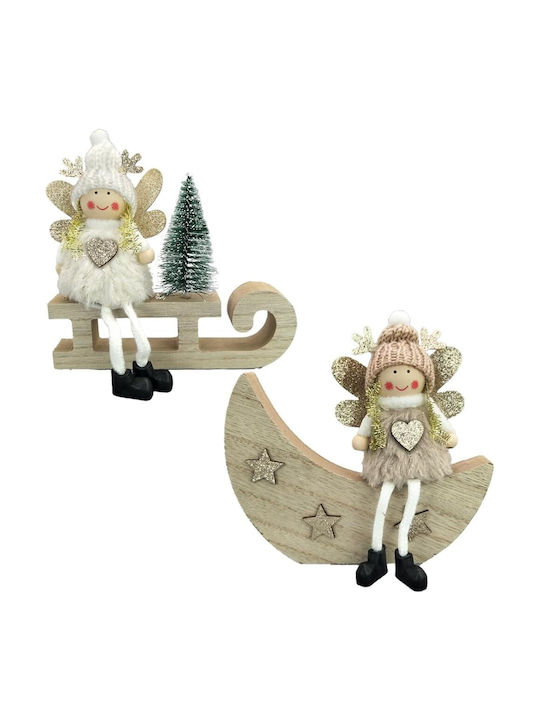 Set Christmas Decorations Angel Figurines 2 Pcs 13.5 X 15 Cm