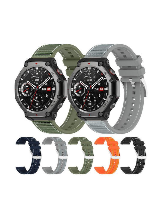 Хибридна Найлонова Плетка Силиконова Каишка За Часовник Amazfit T-rex 3 22mm Зелена