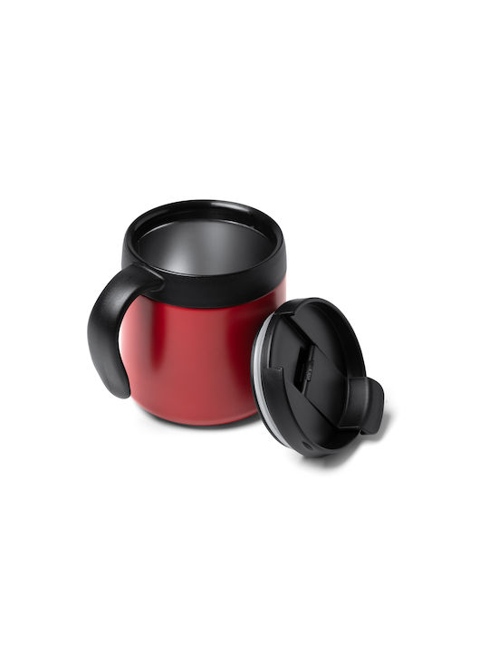 Vake Becher Metallisch mit Deckel Rot 350ml