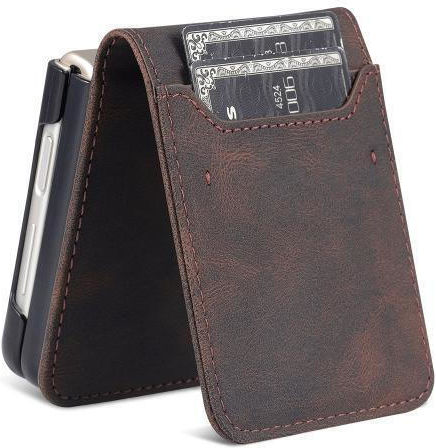 Azns Dream Ii Skin Feel Book Synthetic Leather / Silicone Brown (Galaxy Z Flip3)