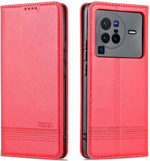 X80 Pro Azns Back Cover Δερμάτινο / Δερματίνης / Σιλικόνης Μαγνητικό Κόκκινο (Vivo X80 Pro)