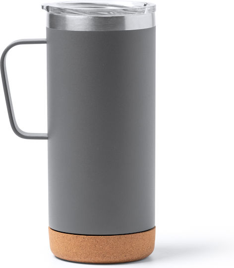 Beyron Κούπα Μεταλλική με Καπάκι Διάφανη 600ml