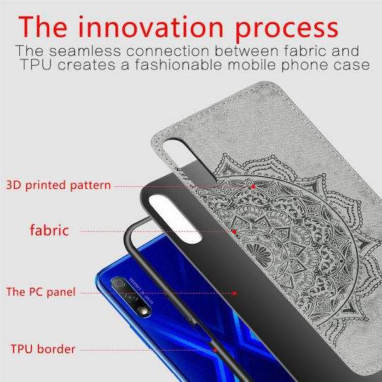 Embossed Mandala Pattern Back Cover Plastic / Silicon / Tesatura Magnetic Gri (Honor 9X)