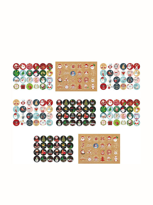 Set Christmas Theme Stickers 8 Sheets 24 Stickers Each