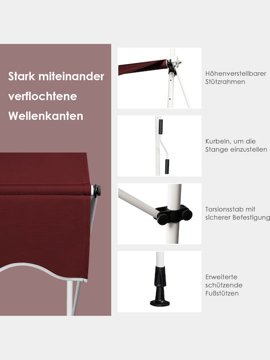 Costway Zelt Terrasse mit LEDs Burgundisch 3x4m
