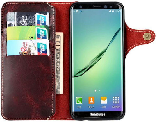 Oil Wax Cowhide Magnetisch Buchen Sie Leder Rot (Galaxy S8+)