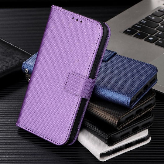 Plus Diamond Texture Book Leather / Synthetic Leather / Silicone Black (Huawei Nova Y70)