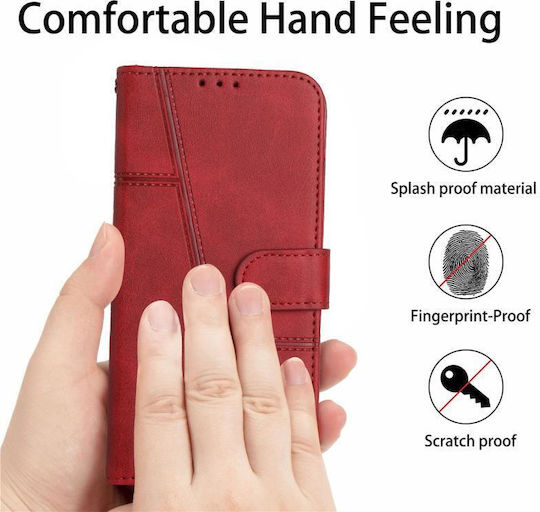 5g Stitching Umschlag Rückseite Leder / Silikon Rot (Moto G50)