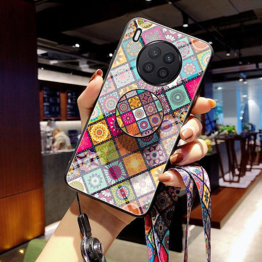 Painted Ethnic Pattern Back Cover Tempered Glass / Silicone with Strap Magnetic Multicolour (Huawei Nova 8i)
