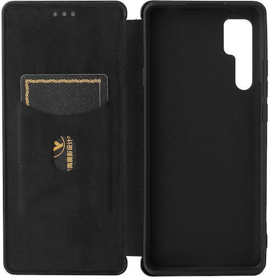 Carbon Fiber Texture Horizontal Book Silicone / Plastic / Synthetic Leather / Leather Black (TCL 20 Pro 5G)