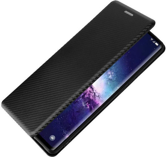 Carbon Fiber Texture Horizontal Book Silicone / Plastic / Synthetic Leather / Leather Black (TCL 20 Pro 5G)