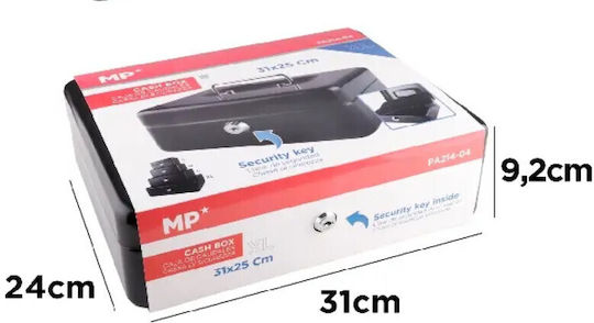 Mp Cash Box with Key Pa214-04 Case & Handle Metal 31x24cm
