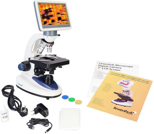 Digital Microscope Levenhuk D95l 40-1000x Optical Magnification 2000x Digital 4x Objectives 7-inch Color Screen 2 Mpix Digital Camera Abbe Condenser N.a 1.25 Iris Diaphragm Filter Holder