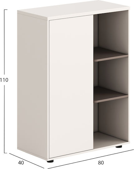 Дървен Офисен Шкаф Newline В Бял Цвят 80x40x110см Дървен Офисен Шкаф Newline В Бял Цвят 80x40x110см