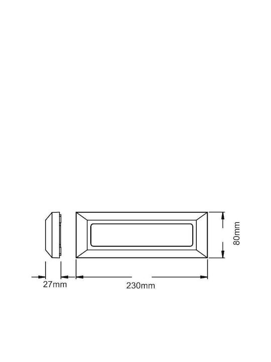 Aca Επιτοίχια Εξωτερική Πλαφονιέρα LED IP65 4W με Θερμό Λευκό Φως 23x8x8εκ.