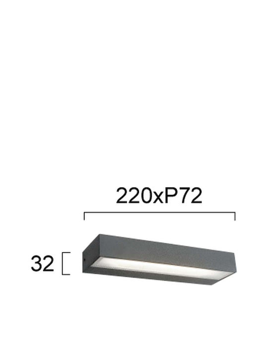 Viokef Wall-Mounted Outdoor Lighting Spot LED IP54 12W with Warm White Light 22x3.2cm