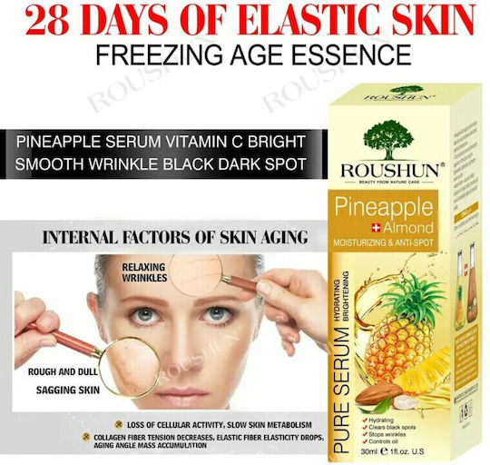 Serum Cu Ananas Și Migdale Hidratare Revitalizare Anti-îmbătrânire Strălucire Roushun 30ml
