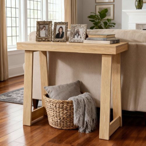 Wooden Console Table Burlywood L91.5xW30.5xH36cm