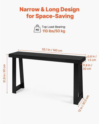 Конзолна маса Дървена Black Д140xШ30.5xВ55.1cm