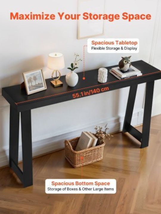 Wooden Console Table Black L140xW30.5xH55.1cm