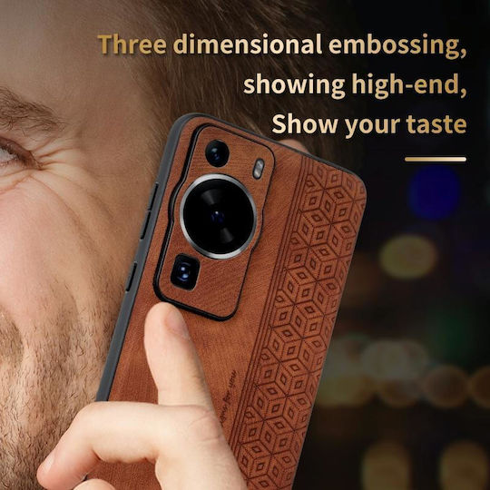 Azns 3d Embossed Skin Feel Umschlag Rückseite Silikon / Leder Schwarz (Huawei P60)