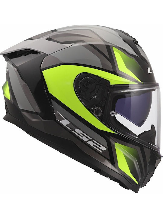 LS2 Challenger II FF817 Viper Gloss Grey/H-V Yellow Мотоциклетна каска Full Face ECE 22.06 с Sunvisor