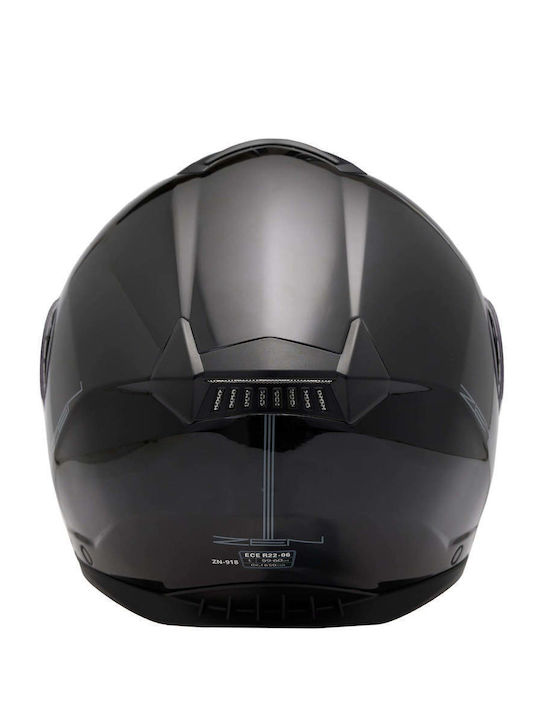 Zen ZN-918 Schwarzer Motorradhelm Aufklappbar ECE 22.06 Gewicht 1650gr