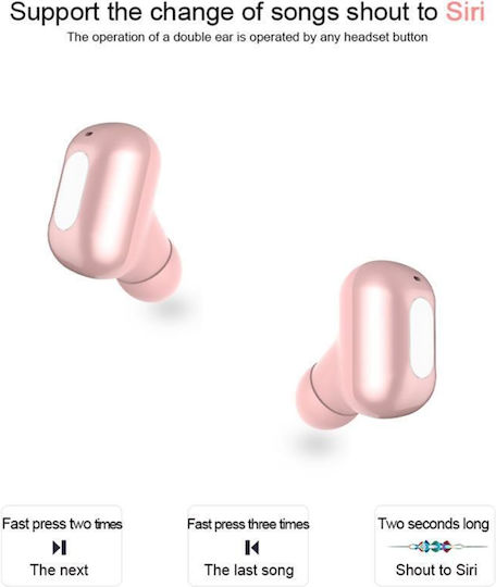 X2 Mini In ear Bluetooth хендсфри Слушалки с Устойчивост на Пот и Кутийка за Зареждане Розово злато