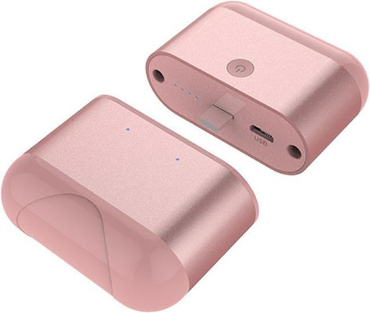 X2 Mini In ear Bluetooth хендсфри Слушалки с Устойчивост на Пот и Кутийка за Зареждане Розово злато